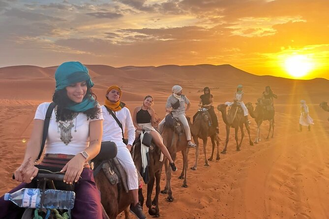 03 days from Marrakech to Fes to Merzouga with luxury camp - Merzouga dunes: camel caravan, sunset tea, and the luxury camp setup