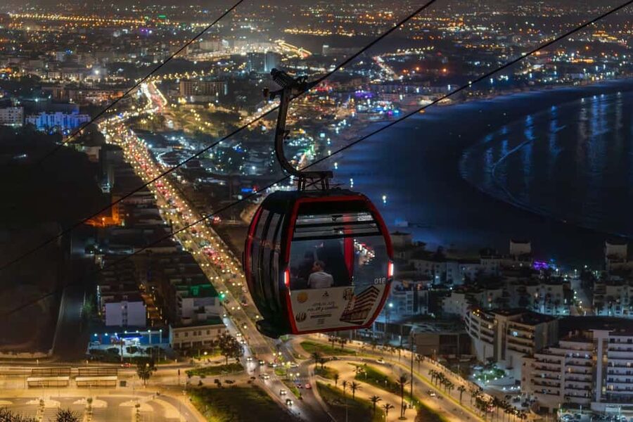 Agadir: Night Cable Car Round-Trip Ticket - Riding Up: LED-Lit Cabins and 7 to 14 Minutes of Big Views