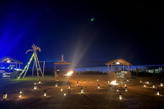 Agafay desert Full experience quad , camel ride , dinner and Show - The desert camp dinner: cushions, lanterns, and real Moroccan comfort