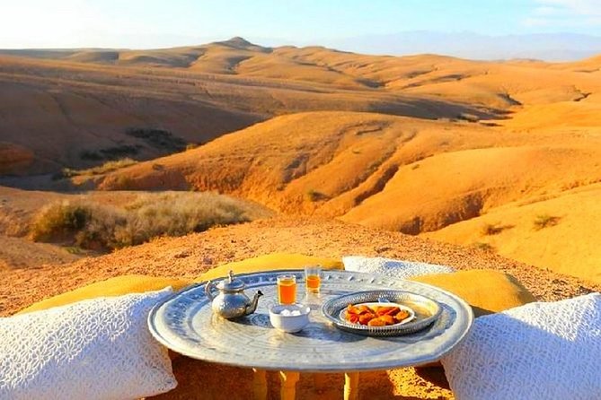 Agafay Desert Sunset, Camel Ride and Dinner from Marrakech - 3-course Moroccan dinner under the stars, plus Berber music and fire show