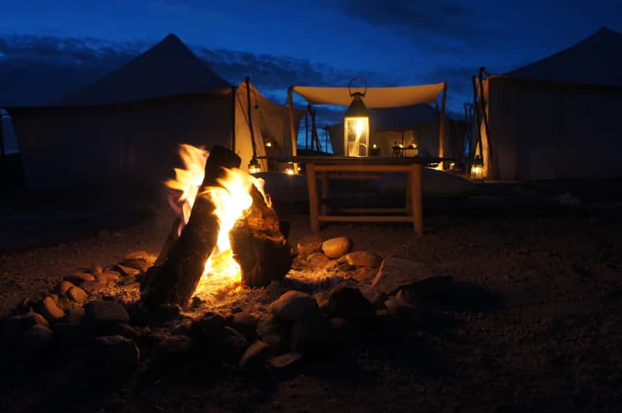 Agafay: Quad, Camel Ride & Dinner Show from Marrakech - Dinner under a tent: Berber food, live music, and the fire show