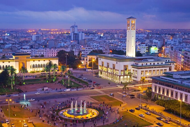Casablanca City Night Tour and Traditional Moroccan Dinner - Hassan II Mosque outside: your best photo moment with a sunset feel
