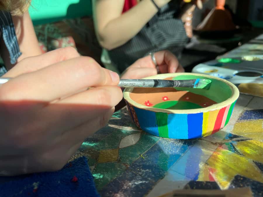 Creative Painting on Fes Pottery - Finding Dar Sunrise Fes, a Quick Medina Walk
