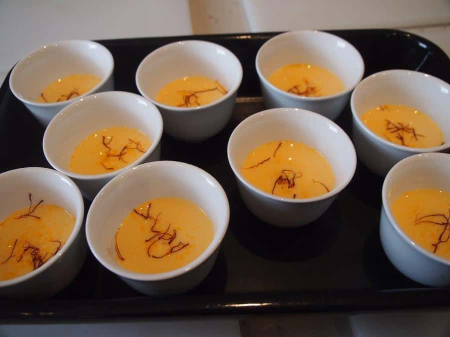 Edgy 8 Dish Private, Fusion Cooking Class, Menu Plan, Market - Back at the prep table: aprons on, tasting spoons ready
