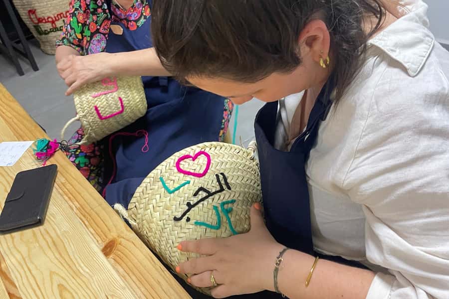 Embroider Your Name in Arabic Calligraphy – Marrakech Medina - What You Take Home: Embroidered Basket Plus Original Marrakech Items