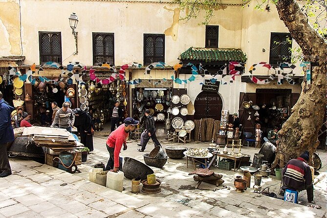 Fes Medina Circuit (All comfort) - Bab Boujloud Gate: blue tiles, triple arches, and a clue about control