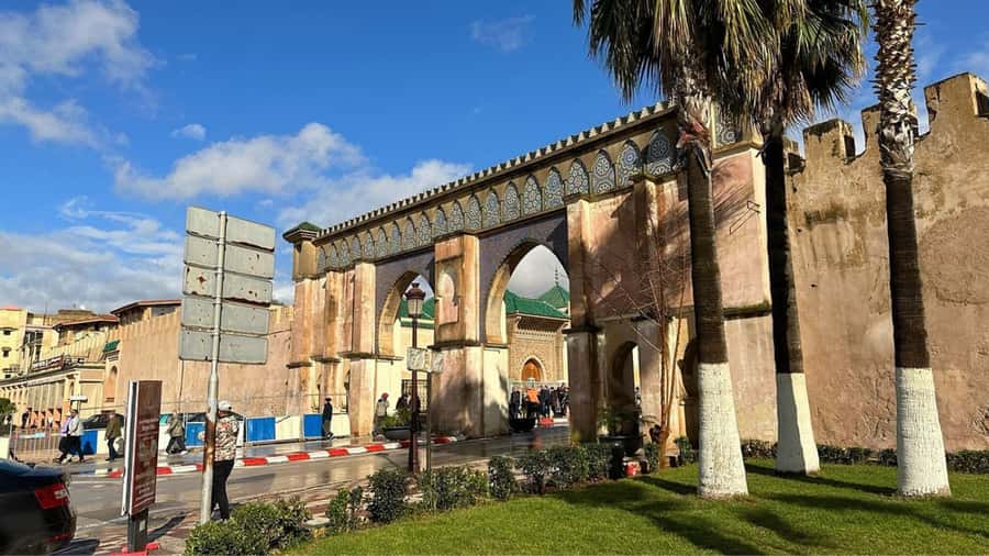 From Fes: Meknes Volubilis and Moulay Idriss Day Trip - Meknes Medina highlights: Lahdim Square, Spanish-Moorish architecture, and Bab Mansour