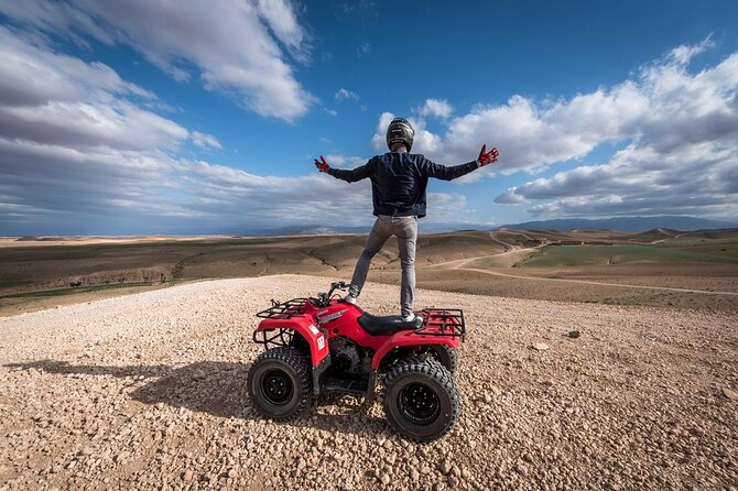From Marrakech: Agafay Desert Quad Biking at Sunset & Dinner Show - Entering The Agafay Desert at Dusk, Not Far Later