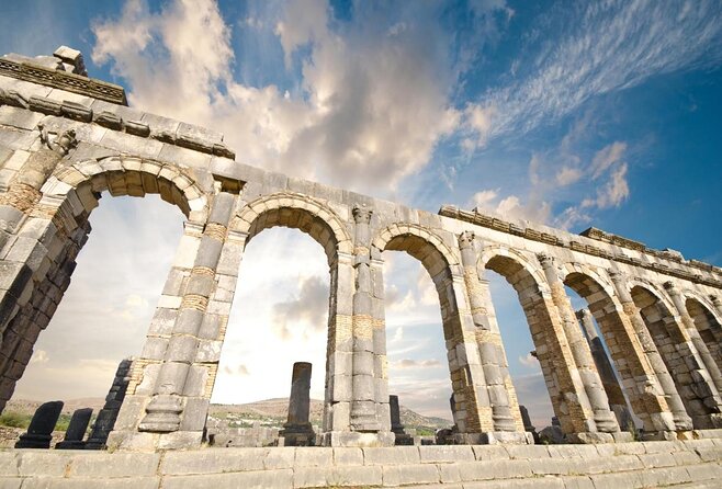 happy day trip of Volubilis and Meknes from Fez - Volubilis Roman ruins: mosaics, basilica, and what is still under farmland
