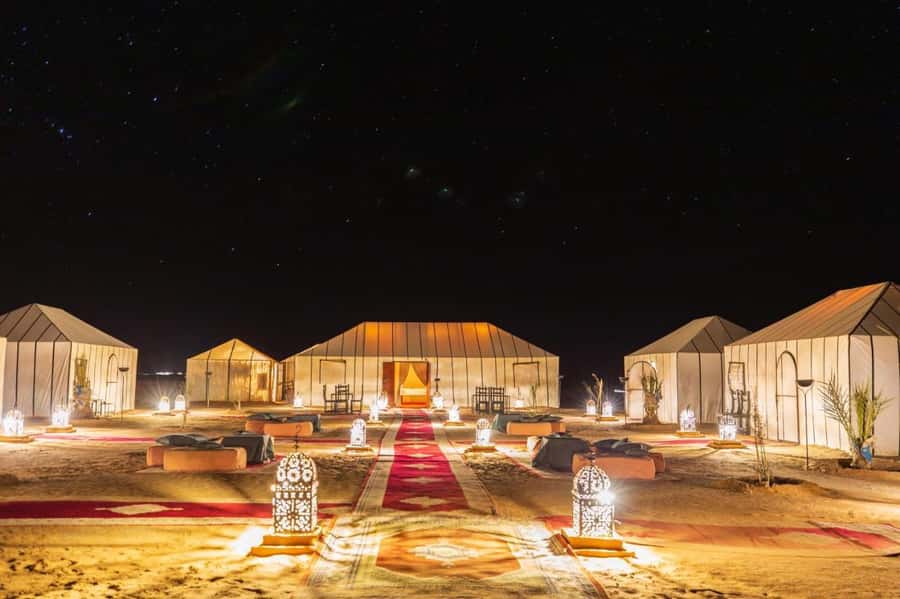 Marrakech: 3-day Exclusive Desert Luxury Tour; Quad & Camels - Camel rides at sunset and sunrise, plus sand-boarding fun