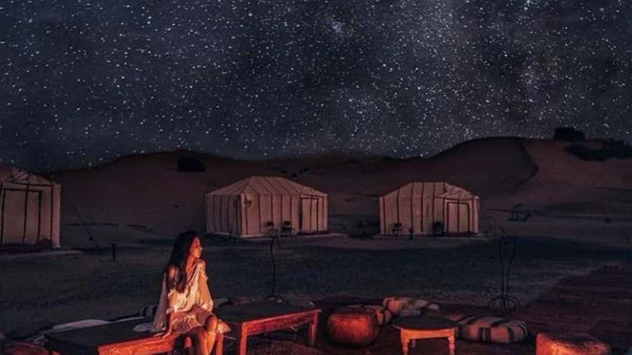 Marrakech Agafay desert: Camel Ride, Sunset, Dinner show - Argan oil stop and Moroccan mint tea: more than a token break