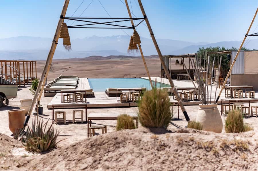 Marrakech: Agafay Desert Inara Camp Pool Day Pass with Lunch - Arrival at Les Terrasses d Agafay (Inara Camp): pool-first calm