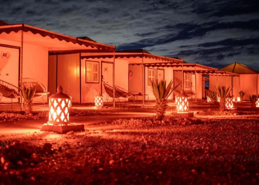 Marrakech: Agafay Desert Overnight Stay, Dinner & Activities - Entering the Agafay Desert camp, a calmer desert night
