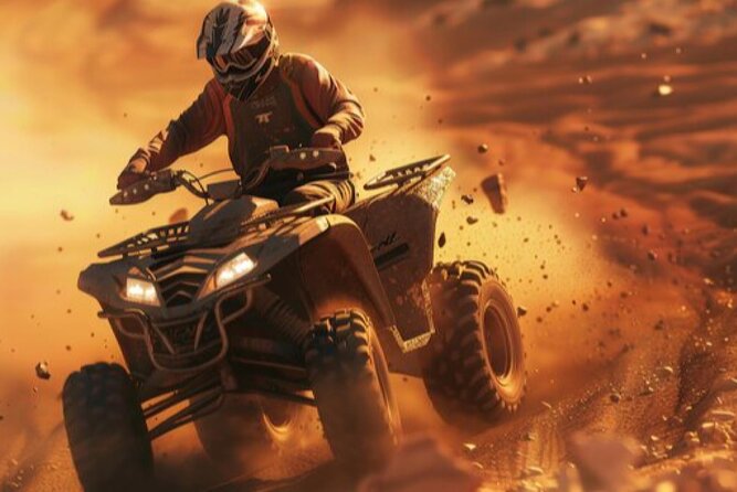 Marrakech Agafay Desert Package Quad Bike&Camel POOL Dinner Show. - Quad bike at Agafay: adrenaline with a sunset payoff