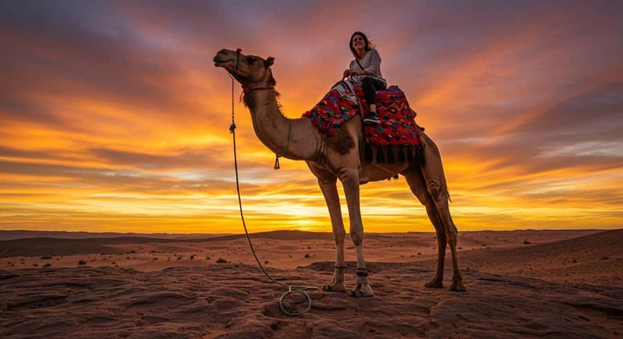 Marrakech: Agafay Desert Quad Bike & Camel Ride with Dinner - Camel Ride Into the Dunes: Sunset That Looks Like It Should Be a Postcard