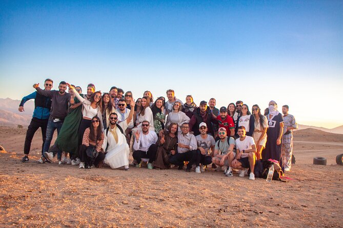 Marrakech Agafay quad bike camel ride with diner music fier show - Sunset and the VIP dinner spectacle under the stars