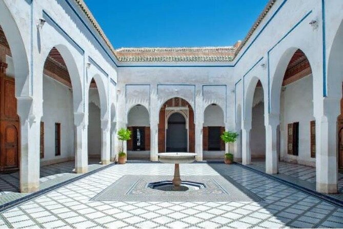 Marrakech Best Day Trip from Casablanca - Bahia Palace mosaics and the Koutoubia minaret, two different moods