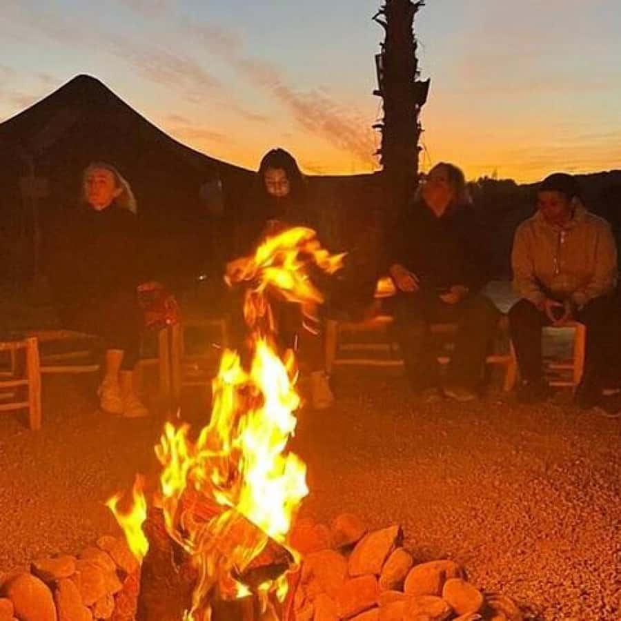 Marrakech: Camel Ride & Dinner with Sunset in Agafay Desert - The bonfire and the 3-course dinner under the stars