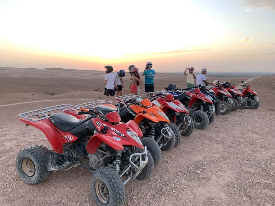 Marrakech: Desert Quad Bike Tour with Tea & Optional Dinner - Sunset and photo stops with Atlas Mountains in the frame