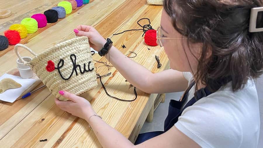 Marrakech Medina Basket Embroidery Workshop - What You Make: Personalized Baskets and Hats You Can Use