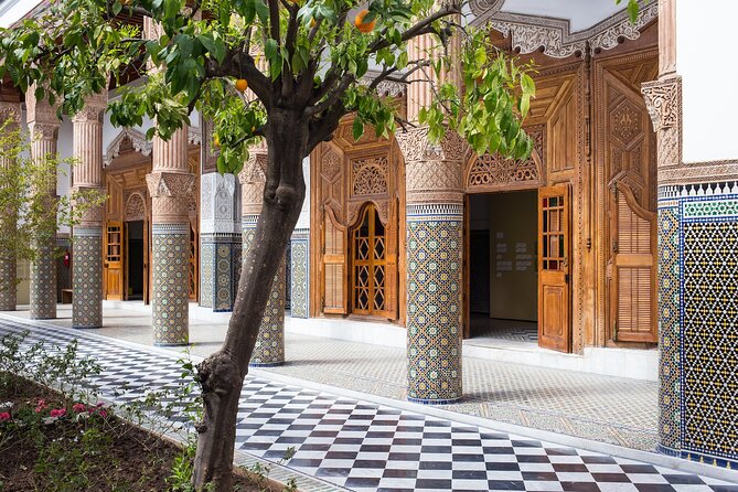 Marrakech: Palace, Museum, Madrasa & Medina Highlights Tour - Ben Youssef Medersa: the 14th-century school that still teaches through its design