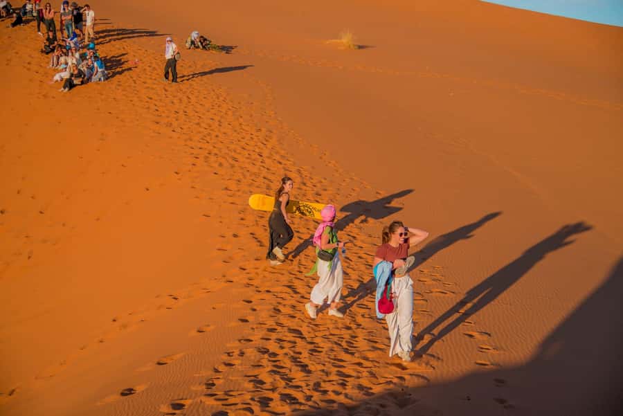 Marrakech to Fes: 3-Day Merzouga Desert Camel & Sandboarding - Merzouga and Erg Chebbi sunset camel ride