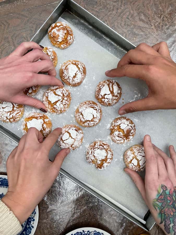 Moroccan Crepes & Pastries Kitchen - Dar Sunrise Fes kitchen class, in a small group setting