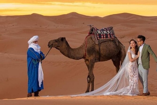 Overnight stay in desert camp & Camel trekking in the Sahara - Camp at night: mint tea, tagine dinner, and Berber drums