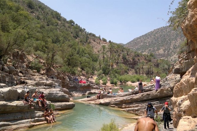 Paradise valley excursion - Arriving at La Vallée de Paradis: palms, wadi pools, and that fish spa chance