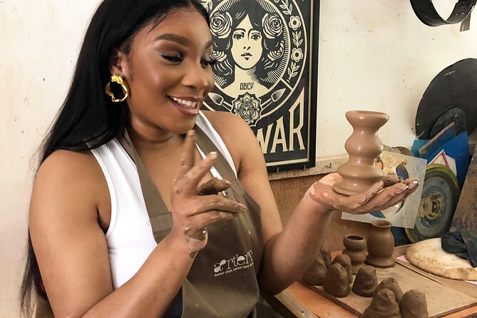 Pottery Workshop, A sensory journey at Arterre - Kneading Marrakech red clay, wheel practice, and free modeling