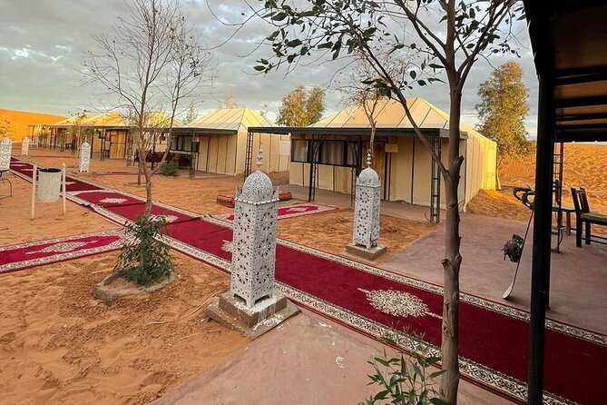 Private Luxury Tents ,Camel ride and Sandboard in Merzouga Desert - Your camp night: private bathroom comfort plus Berber music by the stars